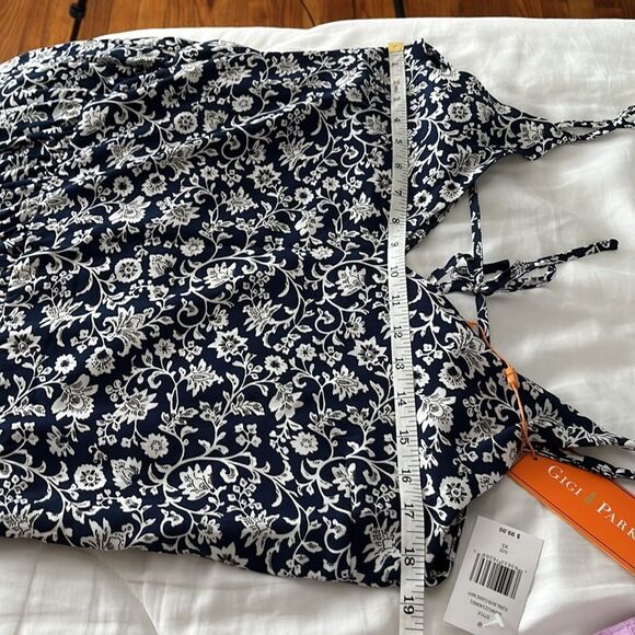 Gigi Parker Floral Batik Tiered Maxi‎ Dress Navy White Size XS - Picture 8 of 10